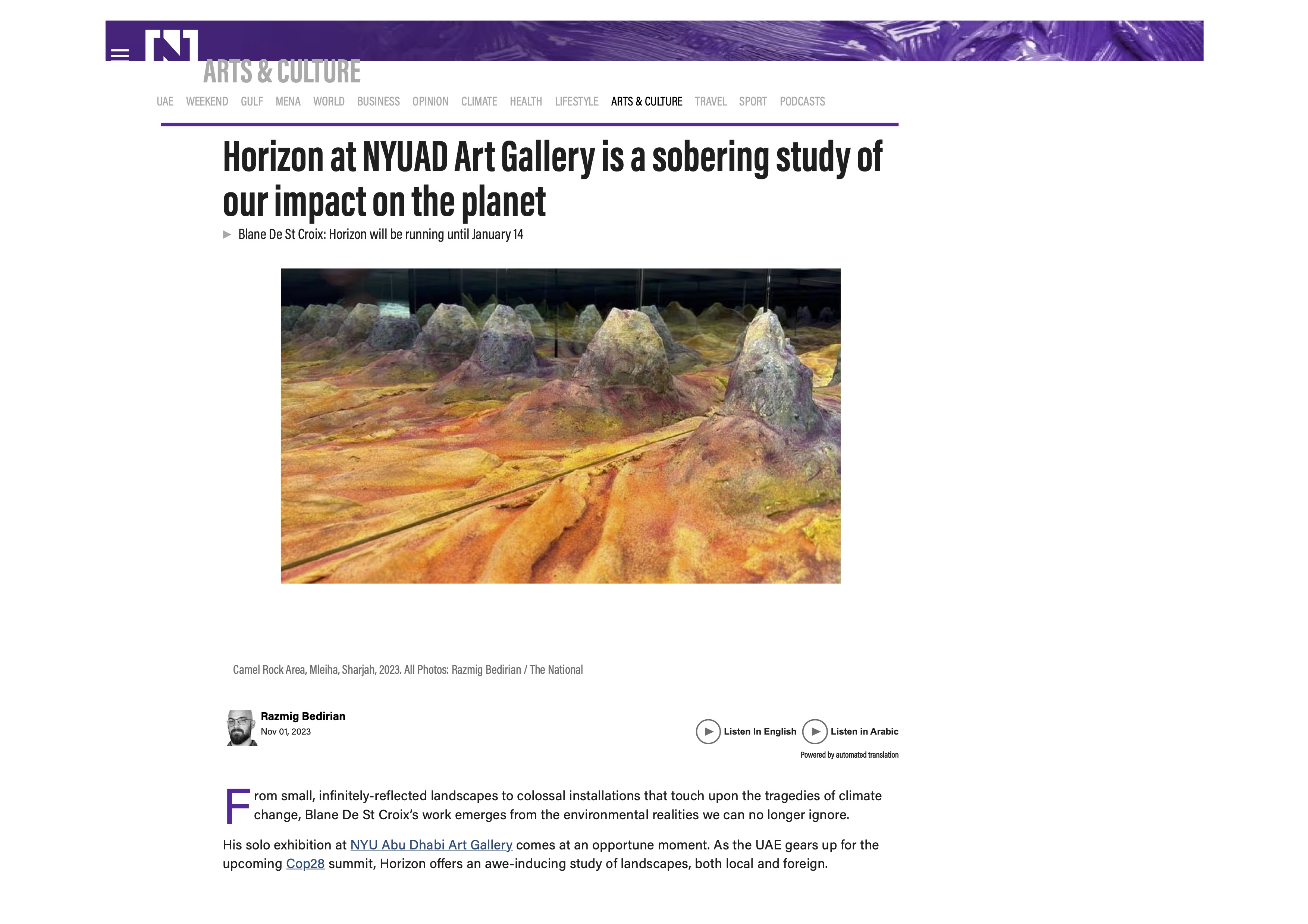 Horizon at NYUAD Art Gallery is a sobering study of our impact on the planet